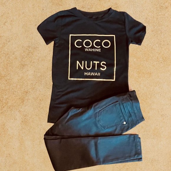 ITALY MODA BLACK COCO NUTS GOLD FOIL T-SHIRT - Picture 5 of 5
